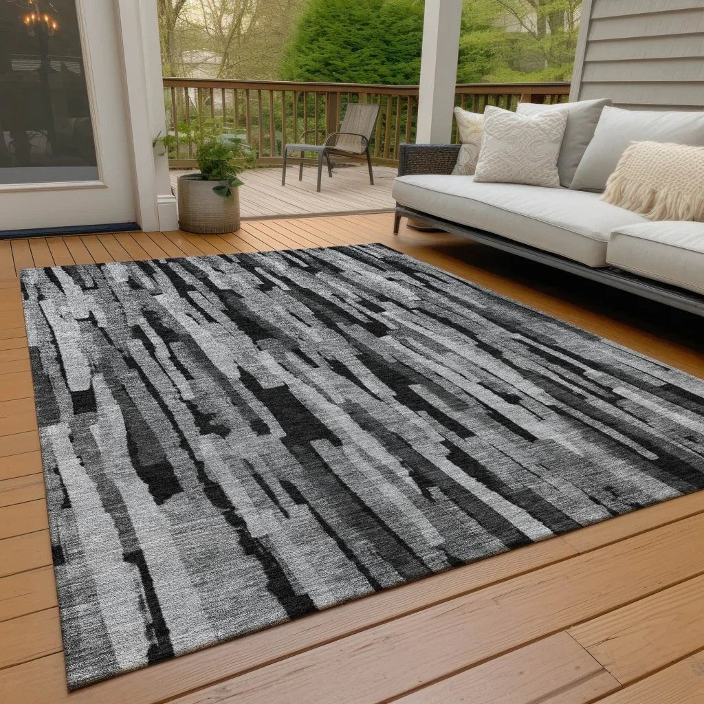 Marrah Gray Washable Indoor-Outdoor Rug-Outdoor Rugs-LOOMLAN Rugs-LOOMLAN