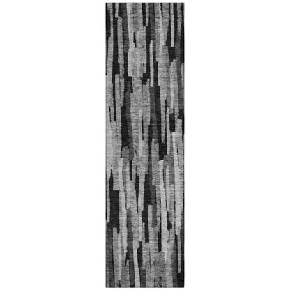 Marrah Gray Washable Indoor-Outdoor Rug-Outdoor Rugs-LOOMLAN Rugs-2'3" x 7'6"-LOOMLAN