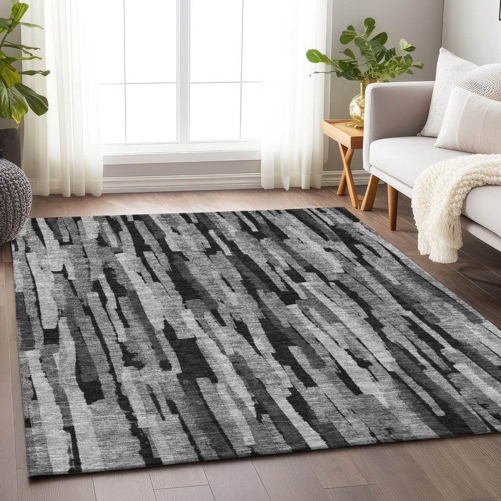 Marrah Gray Washable Indoor-Outdoor Rug-Outdoor Rugs-LOOMLAN Rugs-LOOMLAN