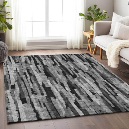 Marrah Gray Washable Indoor-Outdoor Rug-Outdoor Rugs-LOOMLAN Rugs-LOOMLAN