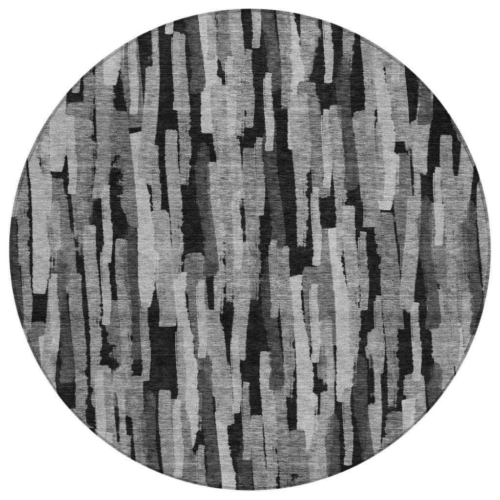 Marrah Gray Washable Indoor-Outdoor Rug-Outdoor Rugs-LOOMLAN Rugs-8' x 8'-LOOMLAN