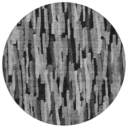 Marrah Gray Washable Indoor-Outdoor Rug-Outdoor Rugs-LOOMLAN Rugs-8' x 8'-LOOMLAN