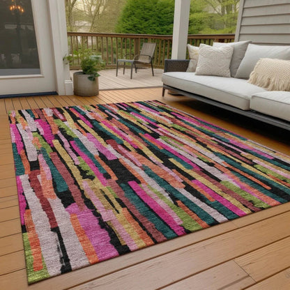 Marrah Pink Washable Indoor-Outdoor Rug-Outdoor Rugs-LOOMLAN Rugs-LOOMLAN
