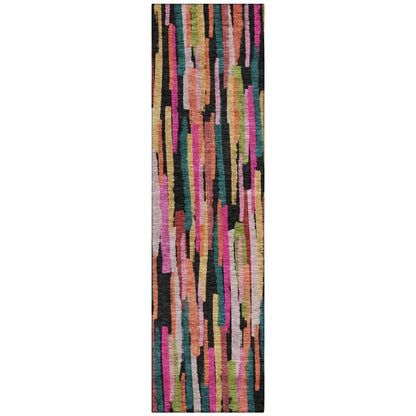 Marrah Pink Washable Indoor-Outdoor Rug-Outdoor Rugs-LOOMLAN Rugs-2'3" x 7'6"-LOOMLAN