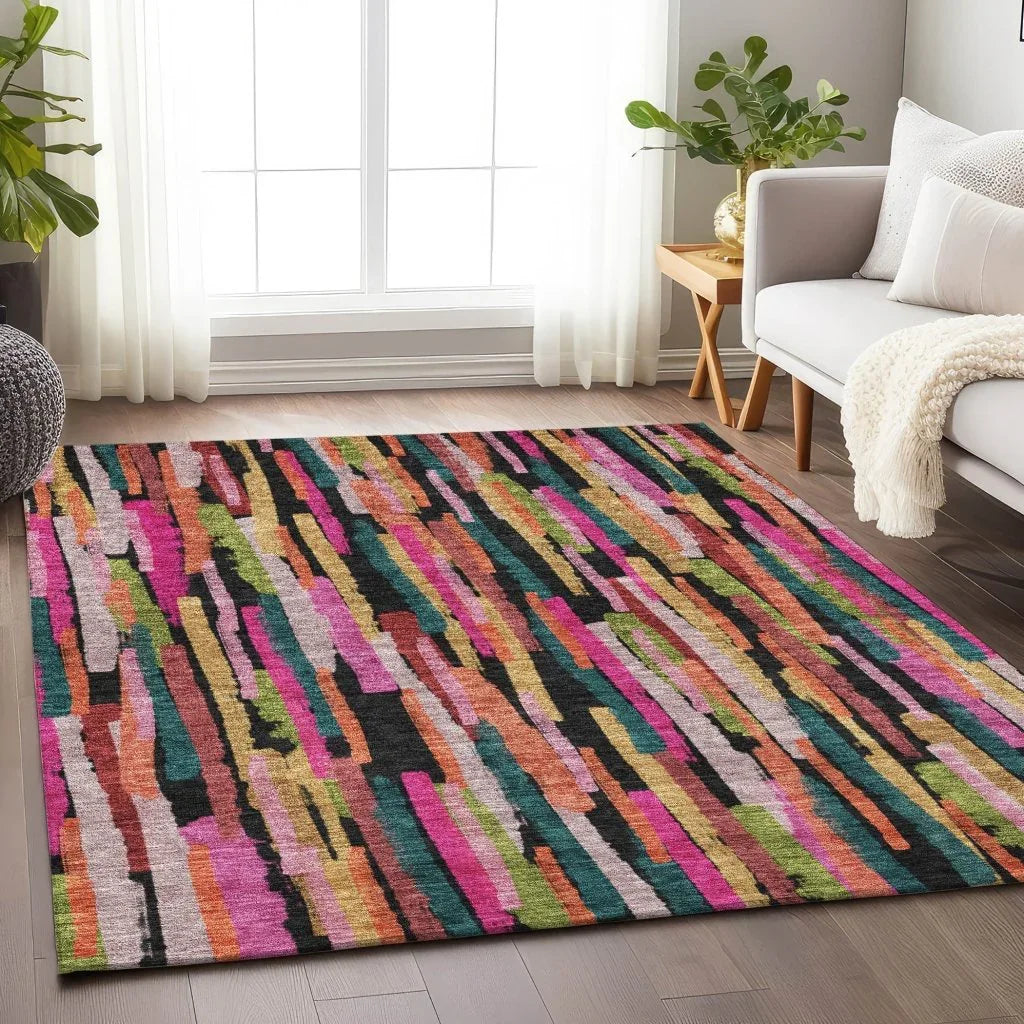Marrah Pink Washable Indoor-Outdoor Rug-Outdoor Rugs-LOOMLAN Rugs-LOOMLAN