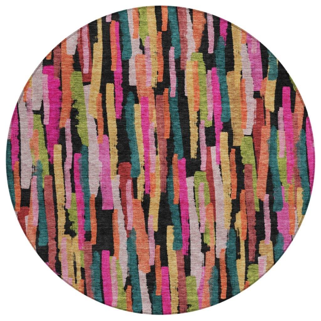 Marrah Pink Washable Indoor-Outdoor Rug-Outdoor Rugs-LOOMLAN Rugs-8' x 8'-LOOMLAN