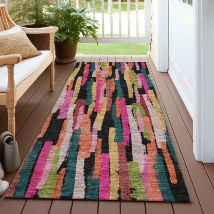 Marrah Pink Washable Indoor-Outdoor Rug-Outdoor Rugs-LOOMLAN Rugs-LOOMLAN