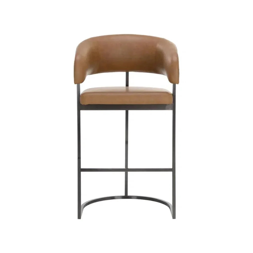 Marris Leather or Velvet Modern Barstool - LOOMLAN - SUNPAN - Bar Stools