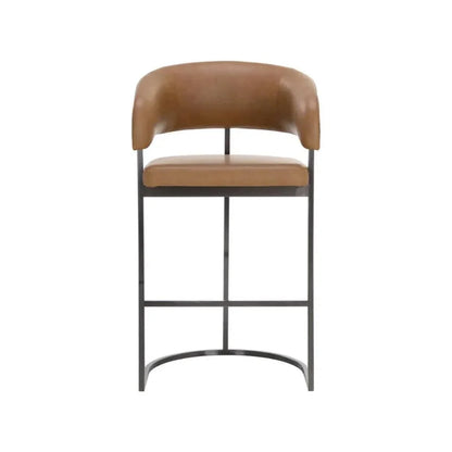 Marris Leather or Velvet Modern Barstool - LOOMLAN - SUNPAN - Bar Stools
