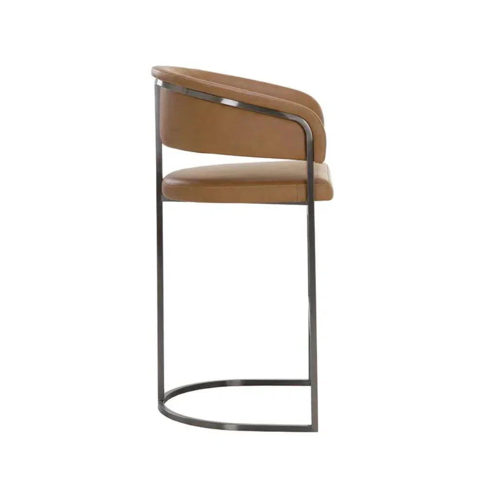 Marris Leather or Velvet Modern Barstool - LOOMLAN - SUNPAN - Bar Stools