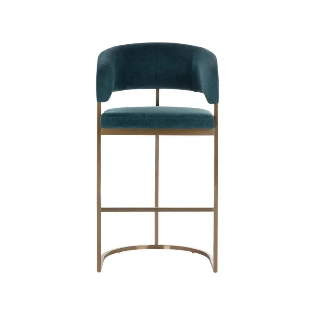 Marris Leather or Velvet Modern Barstool - LOOMLAN - SUNPAN - Bar Stools