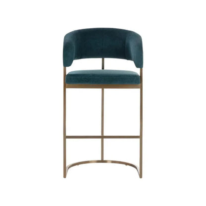 Marris Leather or Velvet Modern Barstool - LOOMLAN - SUNPAN - Bar Stools