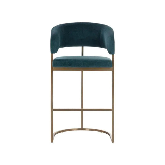 Marris Leather or Velvet Modern Barstool - LOOMLAN - SUNPAN - Bar Stools