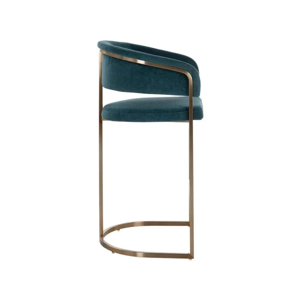 Marris Leather or Velvet Modern Barstool - LOOMLAN - SUNPAN - Bar Stools