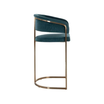 Marris Leather or Velvet Modern Barstool - LOOMLAN - SUNPAN - Bar Stools
