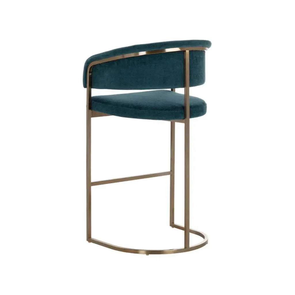 Marris Leather or Velvet Modern Barstool - LOOMLAN - SUNPAN - Bar Stools