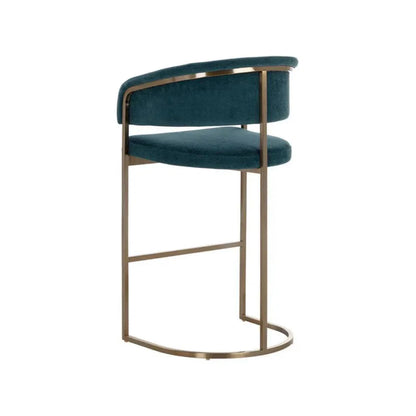 Marris Leather or Velvet Modern Barstool - LOOMLAN - SUNPAN - Bar Stools