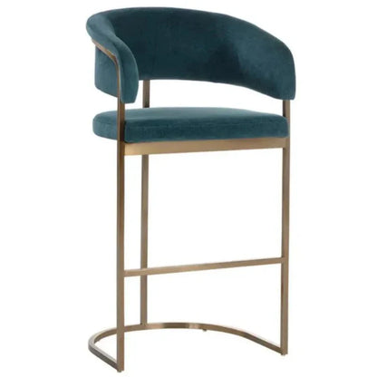 Marris Leather or Velvet Modern Barstool - LOOMLAN - SUNPAN - Bar Stools