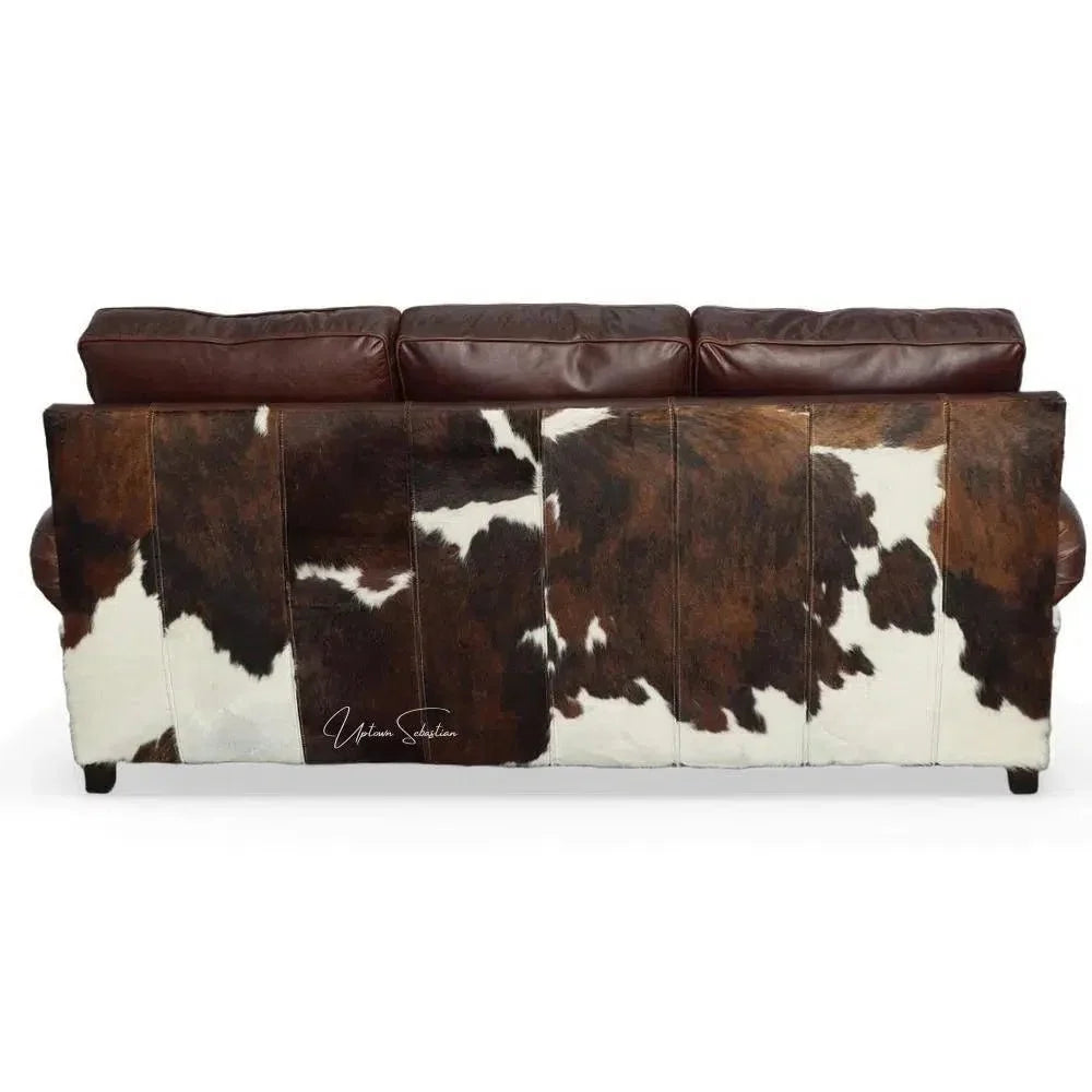 Marshal Leather & Hair On Hide Sofa Whiskey Brown - LOOMLAN - Uptown Sebastian - Sofas & Loveseats