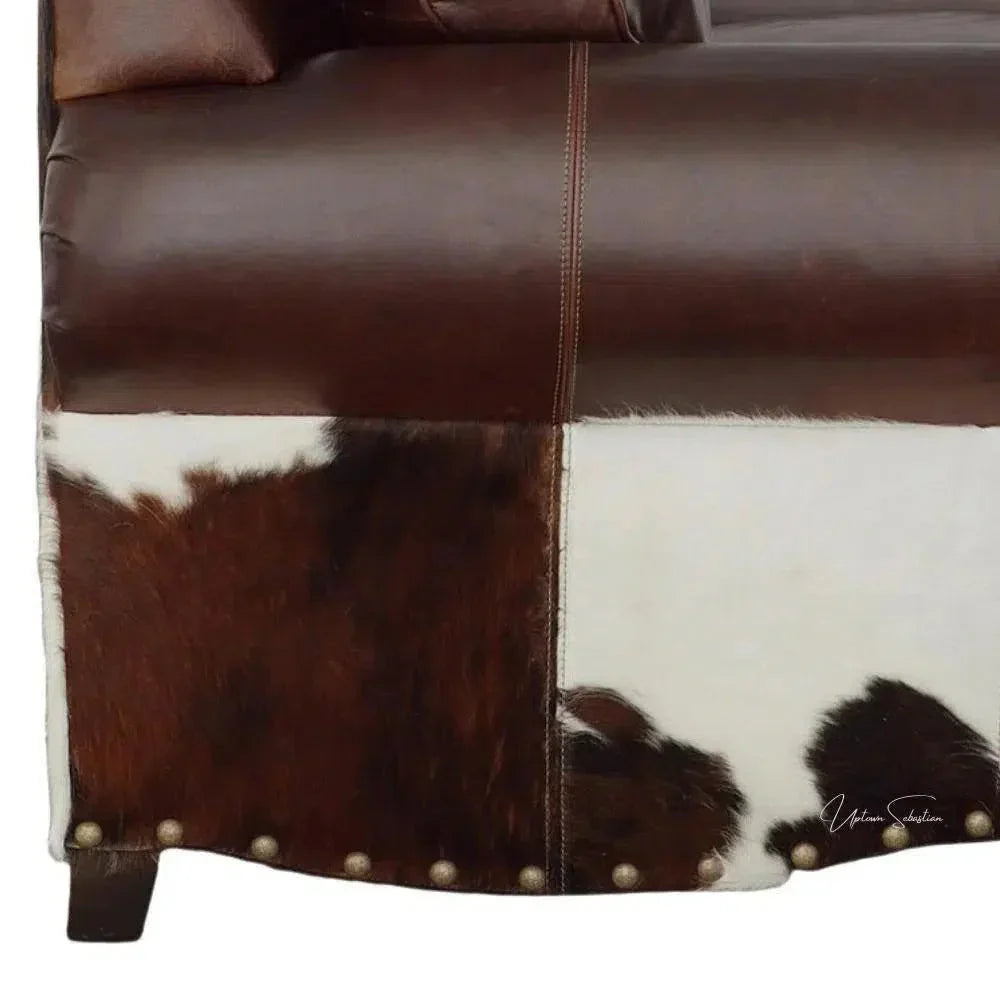 Marshal Leather & Hair On Hide Sofa Whiskey Brown - LOOMLAN - Uptown Sebastian - Sofas & Loveseats