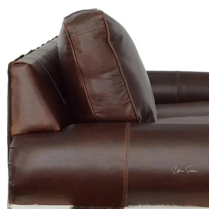 Marshal Leather & Hair On Hide Sofa Whiskey Brown - LOOMLAN - Uptown Sebastian - Sofas & Loveseats