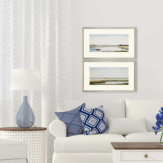 Marshlands I Wood Blue Framed Wall Art 2PC