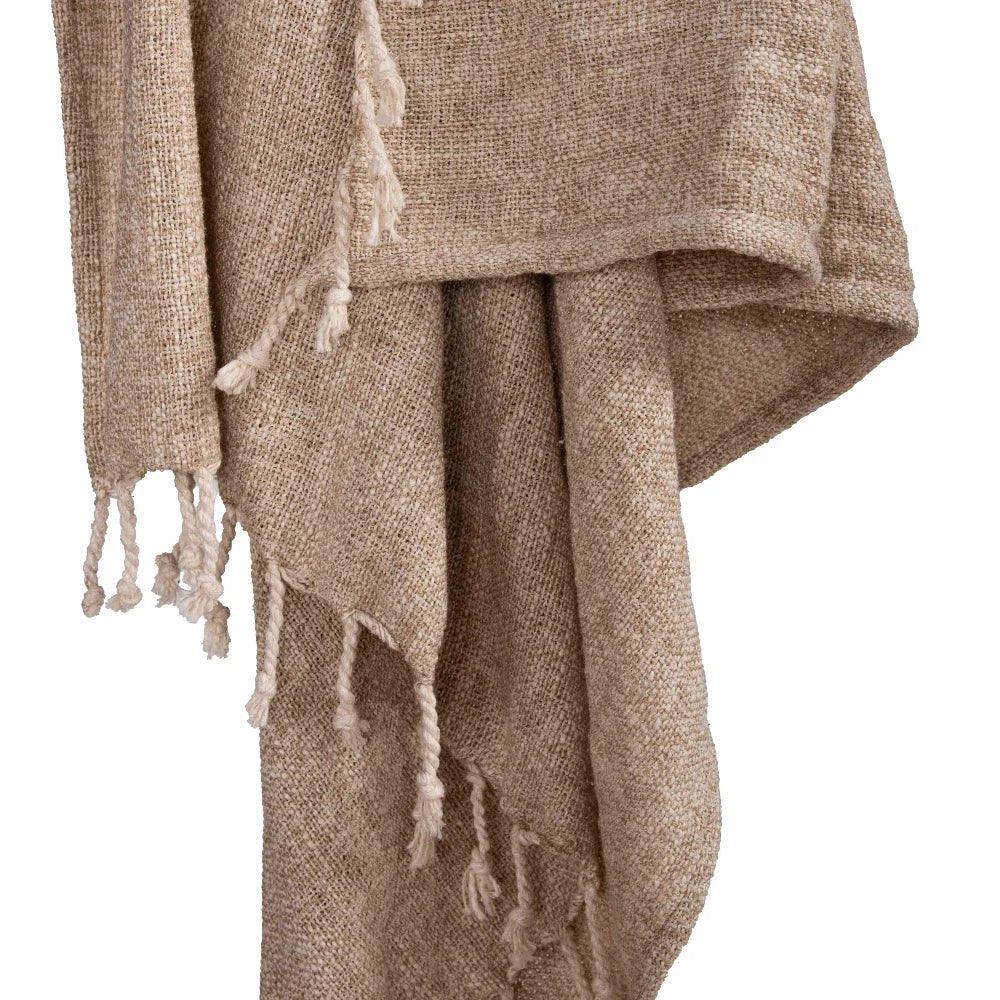 Marta Beige Throw Blanket - LOOMLAN - LOOMLAN - Throw Blankets