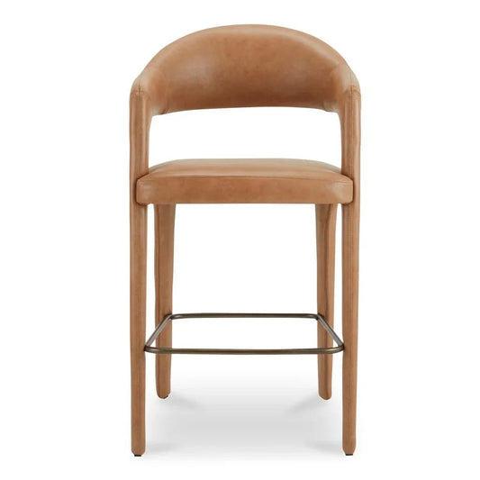 Martens Modern Leather Bar Stool - LOOMLAN - Moe's Home - Bar Stools