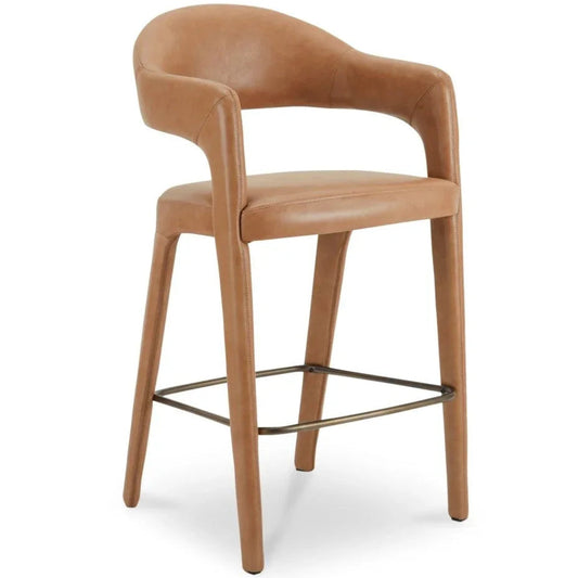 Martens Modern Leather Bar Stool - LOOMLAN - Moe's Home - Bar Stools