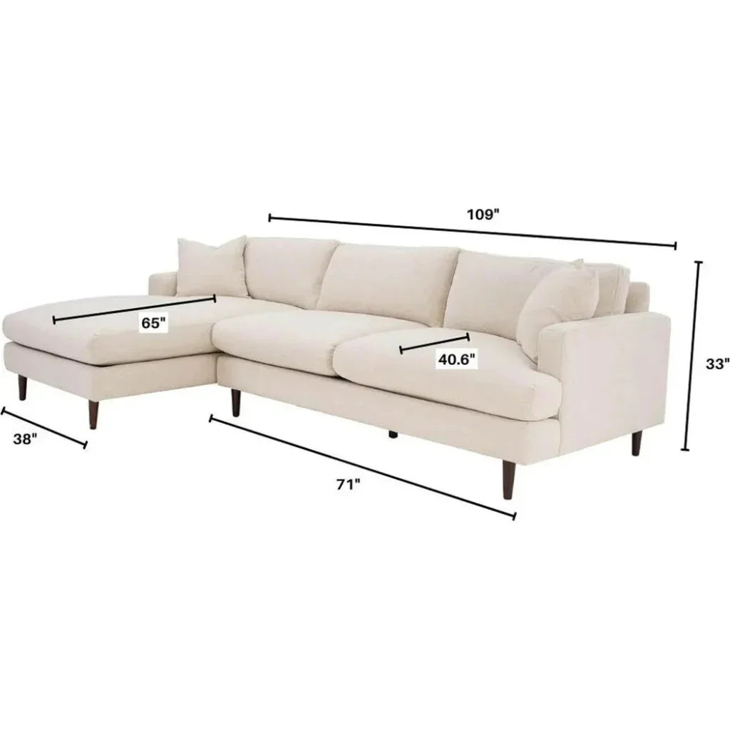 Martha Left Sectional Sofa - Beach Alabaster - LOOMLAN - LH Imports - Sectionals