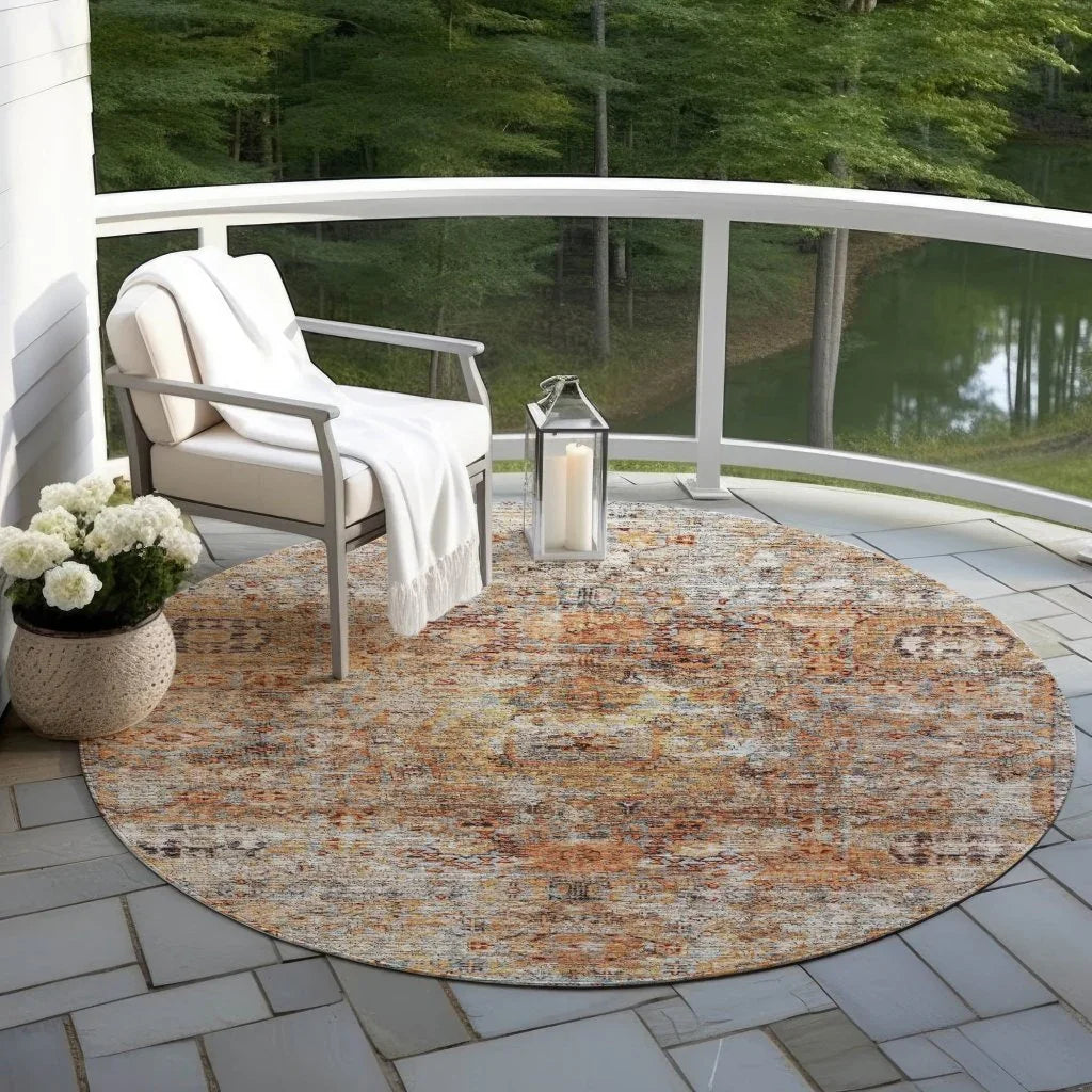 Martha Orange Washable Indoor - Outdoor Rug - LOOMLAN - LOOMLAN Rugs - Outdoor Rugs