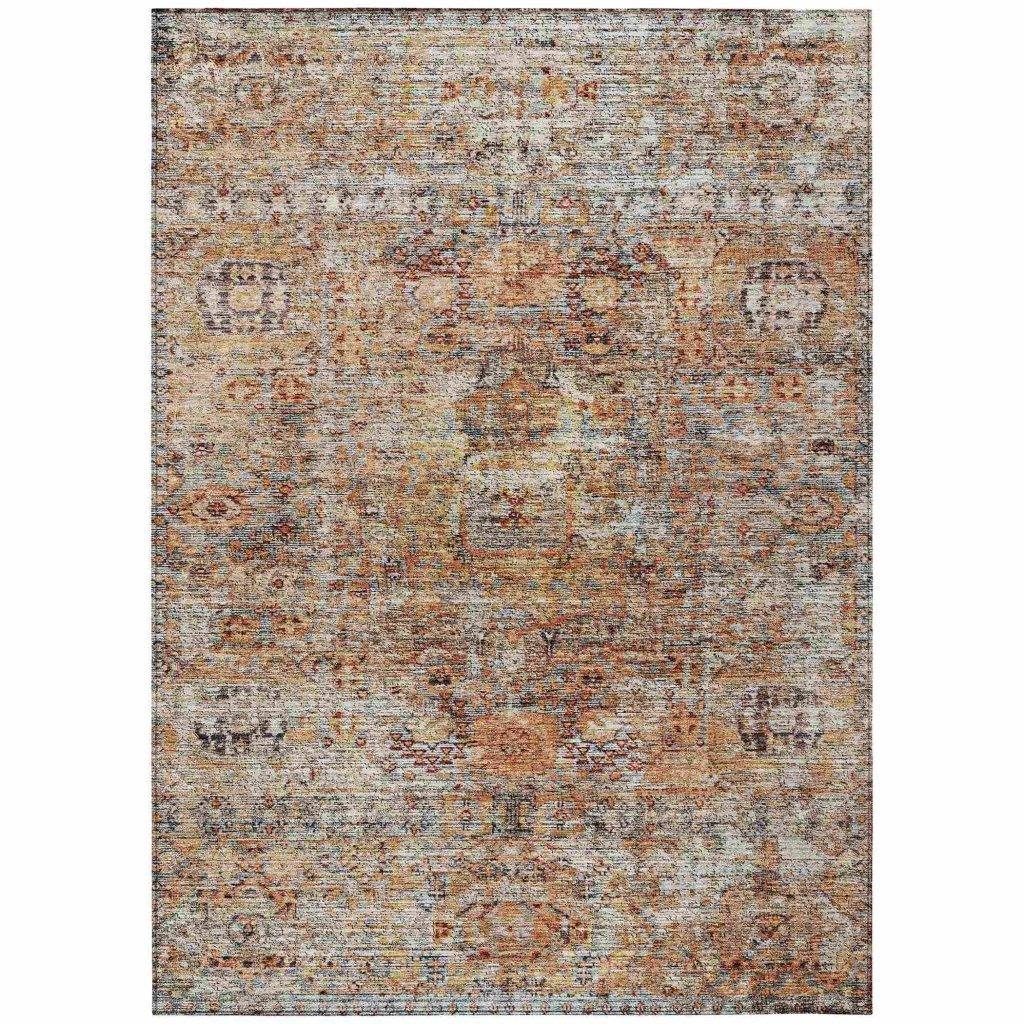 Martha Orange Washable Indoor - Outdoor Rug - LOOMLAN - LOOMLAN Rugs - Outdoor Rugs