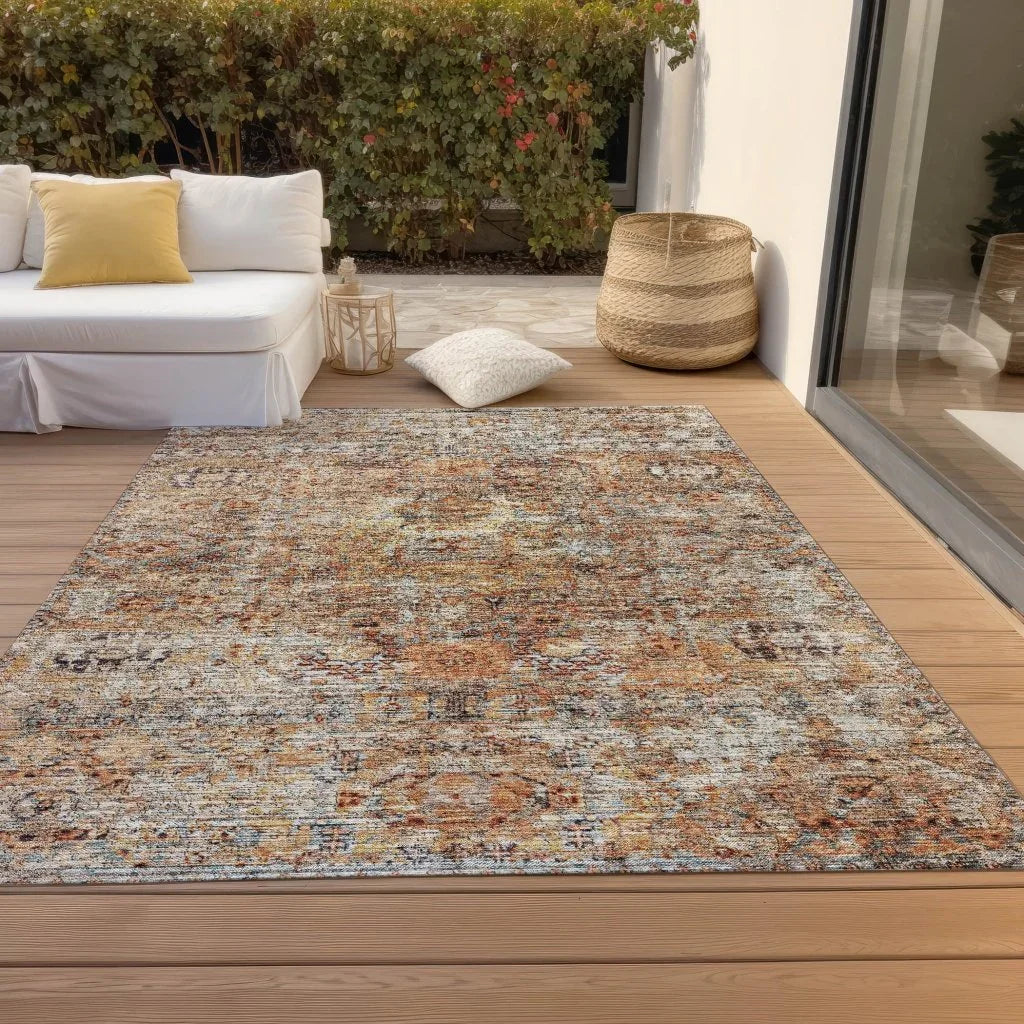 Martha Orange Washable Indoor - Outdoor Rug - LOOMLAN - LOOMLAN Rugs - Outdoor Rugs