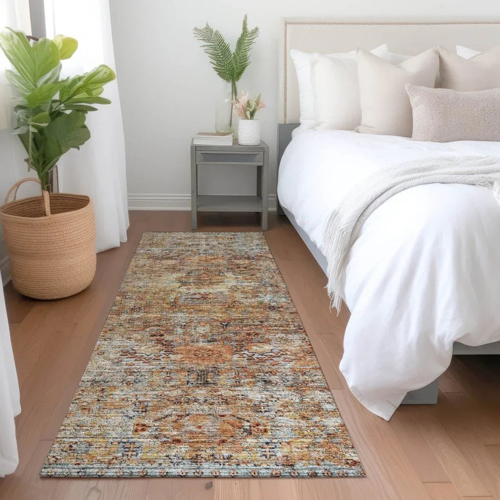 Martha Orange Washable Indoor - Outdoor Rug - LOOMLAN - LOOMLAN Rugs - Outdoor Rugs