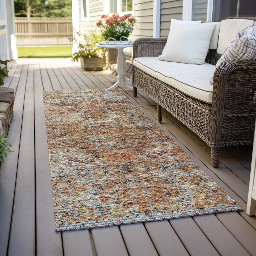 Martha Orange Washable Indoor - Outdoor Rug - LOOMLAN - LOOMLAN Rugs - Outdoor Rugs