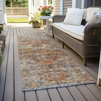 Martha Orange Washable Indoor - Outdoor Rug - LOOMLAN - LOOMLAN Rugs - Outdoor Rugs
