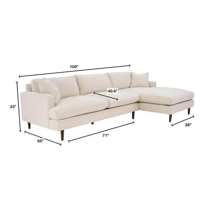 Martha Right Sectional Sofa - Beach Alabaster - LOOMLAN - LH Imports - Sectionals