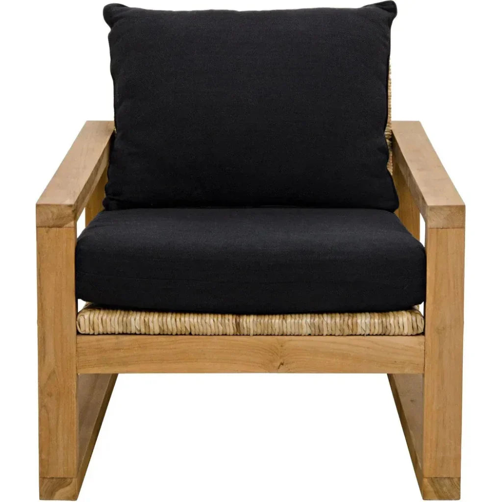 Martin Teak Frame Arm Chair With Black Woven - LOOMLAN - Noir - Accent Chairs