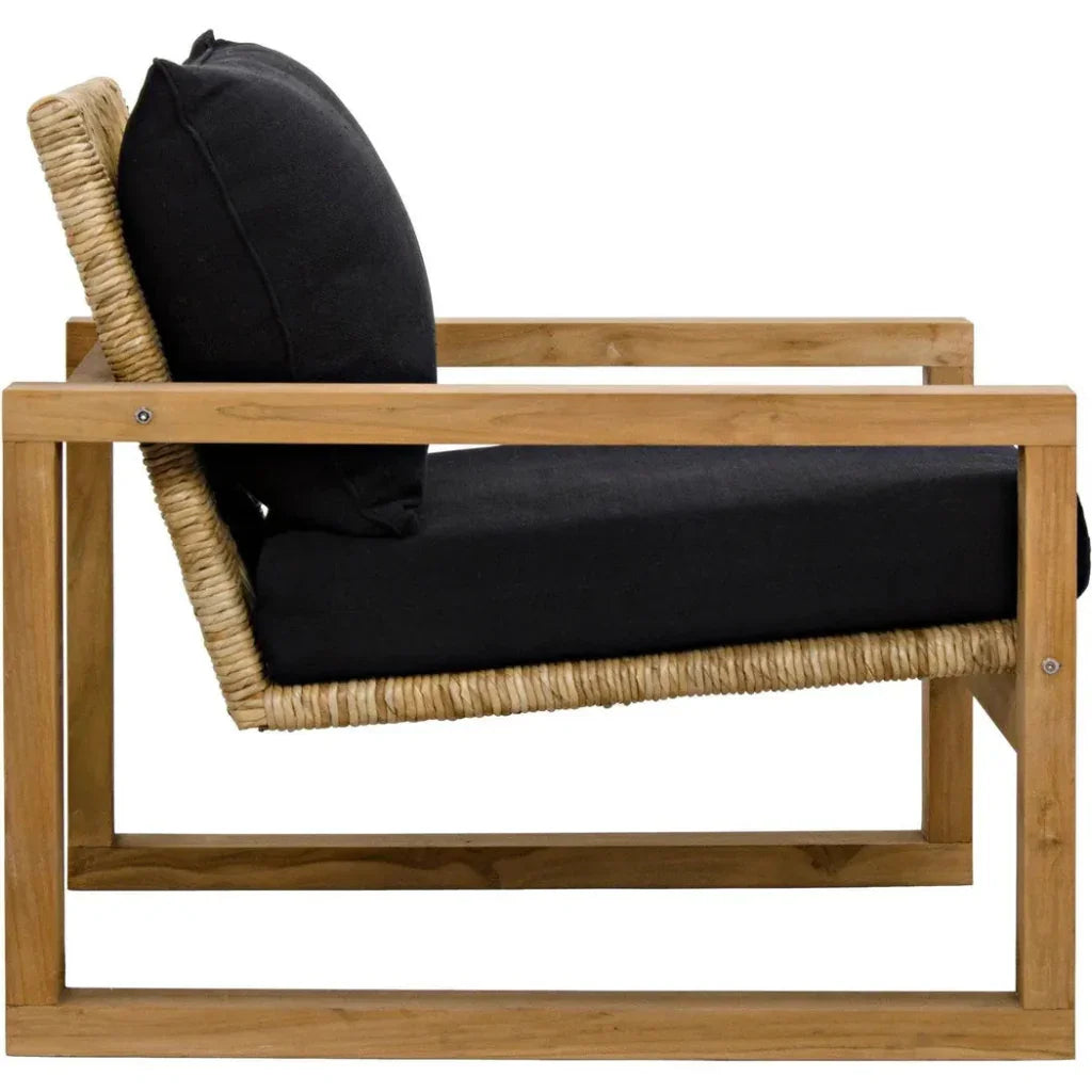Martin Teak Frame Arm Chair With Black Woven - LOOMLAN - Noir - Accent Chairs