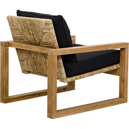 Martin Teak Frame Arm Chair With Black Woven - LOOMLAN - Noir - Accent Chairs