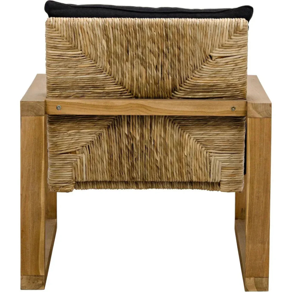 Martin Teak Frame Arm Chair With Black Woven - LOOMLAN - Noir - Accent Chairs