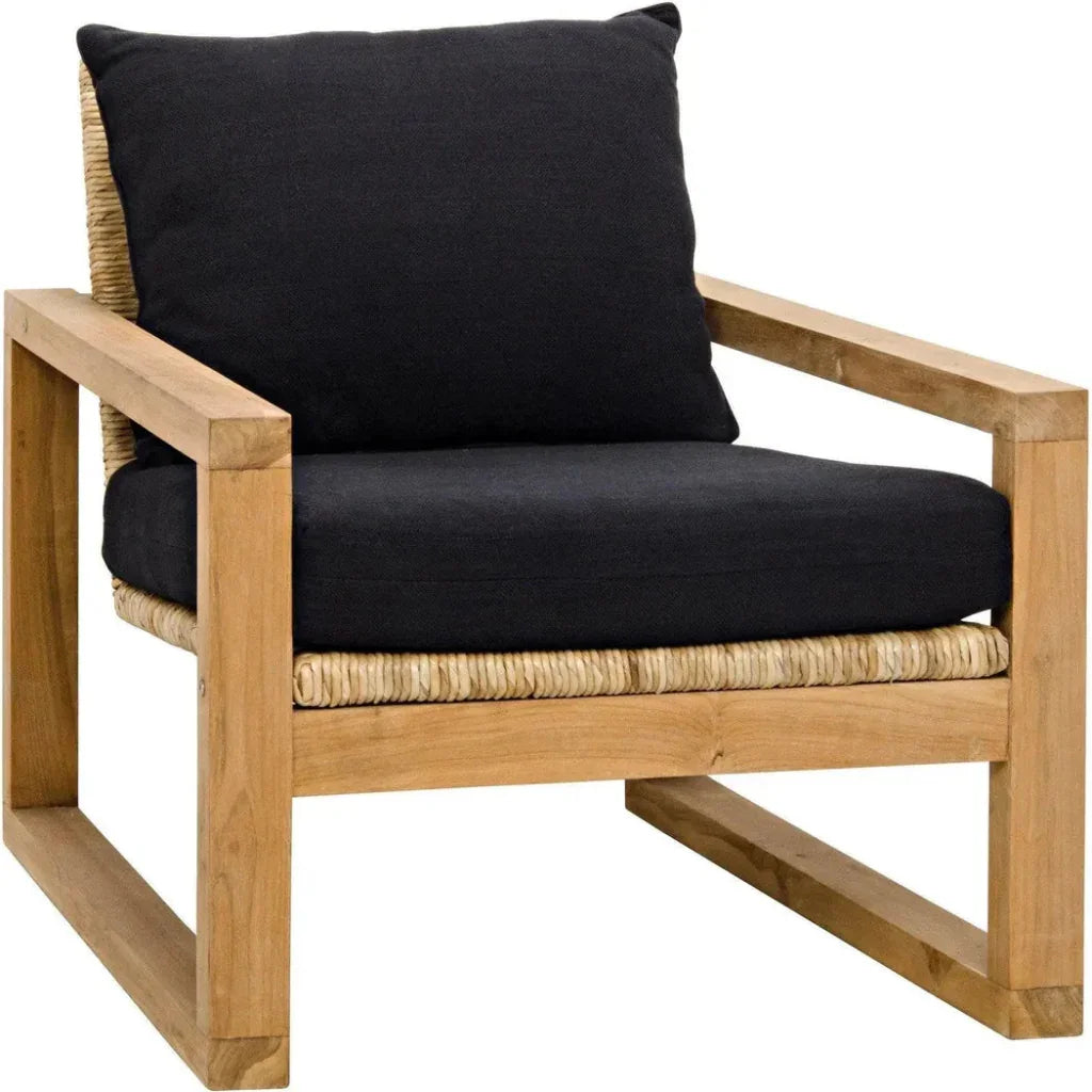 Martin Teak Frame Arm Chair With Black Woven - LOOMLAN - Noir - Accent Chairs