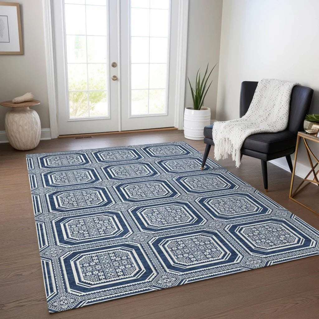 Maruna Blue Washable Indoor - Outdoor Rug - LOOMLAN - LOOMLAN Rugs - Outdoor Rugs