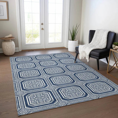 Maruna Blue Washable Indoor - Outdoor Rug - LOOMLAN - LOOMLAN Rugs - Outdoor Rugs