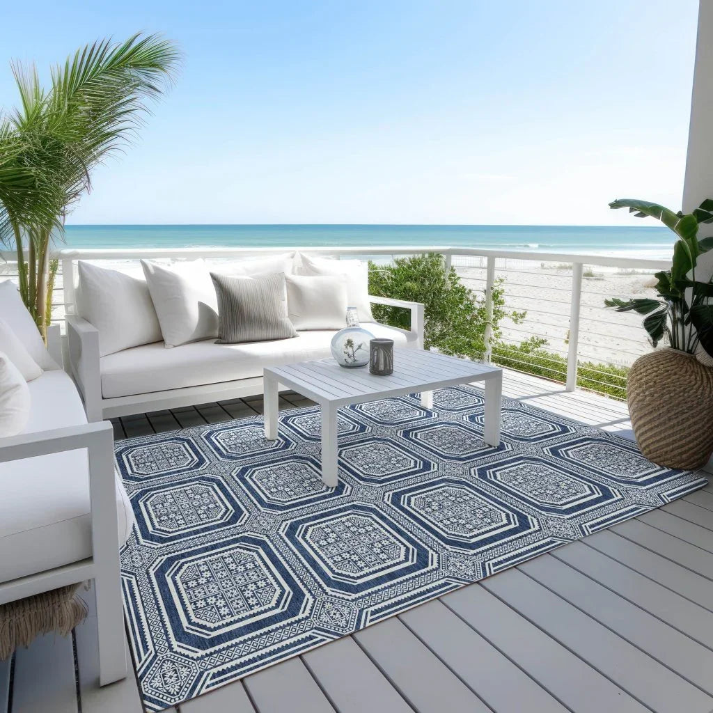 Maruna Blue Washable Indoor - Outdoor Rug - LOOMLAN - LOOMLAN Rugs - Outdoor Rugs