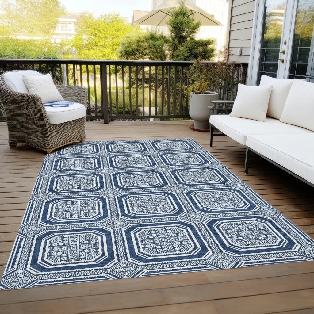 Maruna Blue Washable Indoor - Outdoor Rug - LOOMLAN - LOOMLAN Rugs - Outdoor Rugs