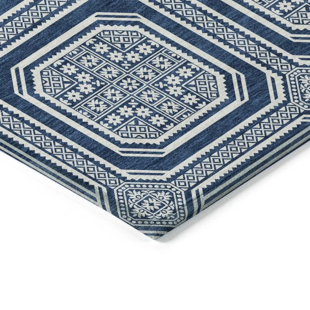 Maruna Blue Washable Indoor - Outdoor Rug - LOOMLAN - LOOMLAN Rugs - Outdoor Rugs