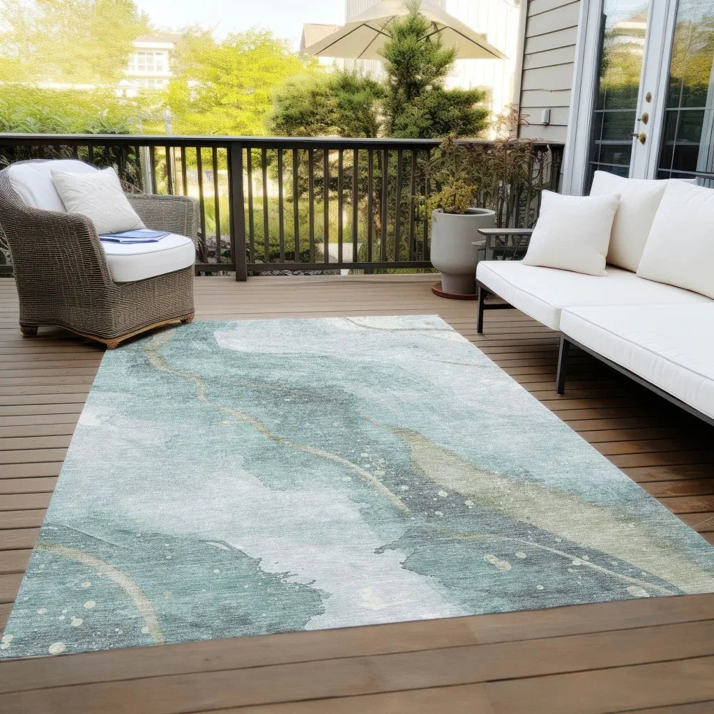 Marvelle Teal Washable Indoor - Outdoor Rug - LOOMLAN - LOOMLAN Rugs - Outdoor Rugs