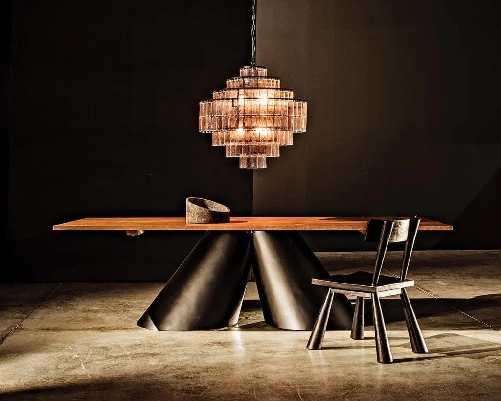 Mason Steel Base Rectangular Dining Table-Dining Tables-Noir-LOOMLAN