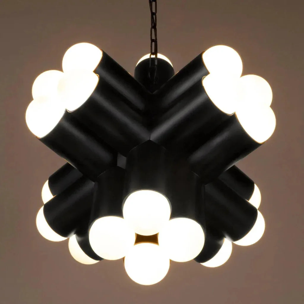 Massimo Steel and Frosted Globe Chandelier - LOOMLAN - Noir - Chandeliers